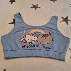 Hello Kitty x‎ Pusheen Women's Sleeveless Wide Strap Cropped Tank Top Size M